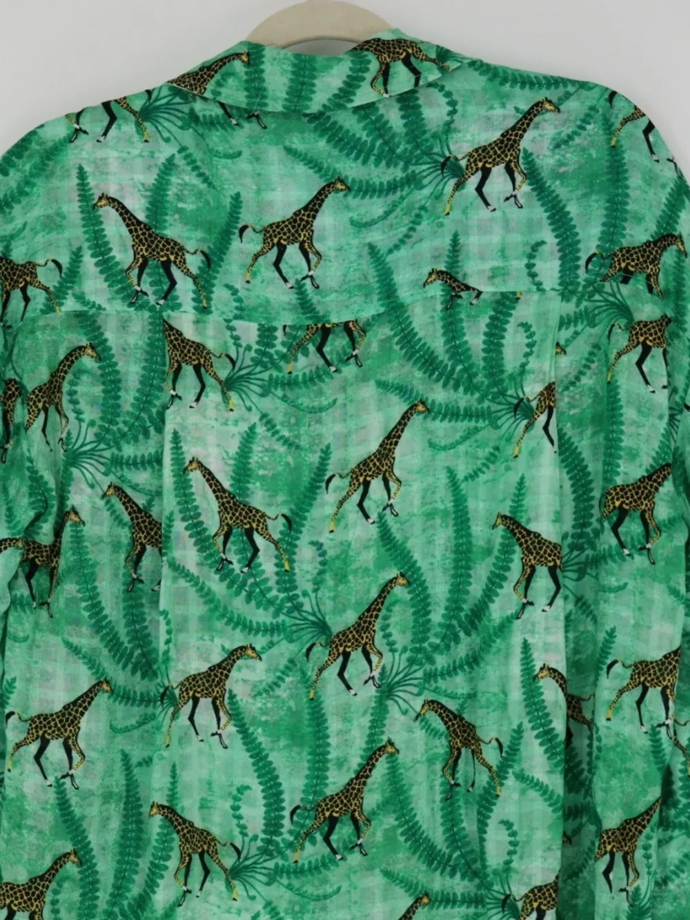 Jane + Delancey Giraffe Shirt Dress Women’s Small Green Jungle Novelty Rayon